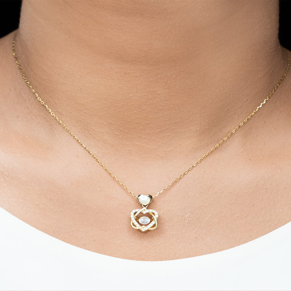 Sterling Silver Gold CZ Heart Necklace For Wife