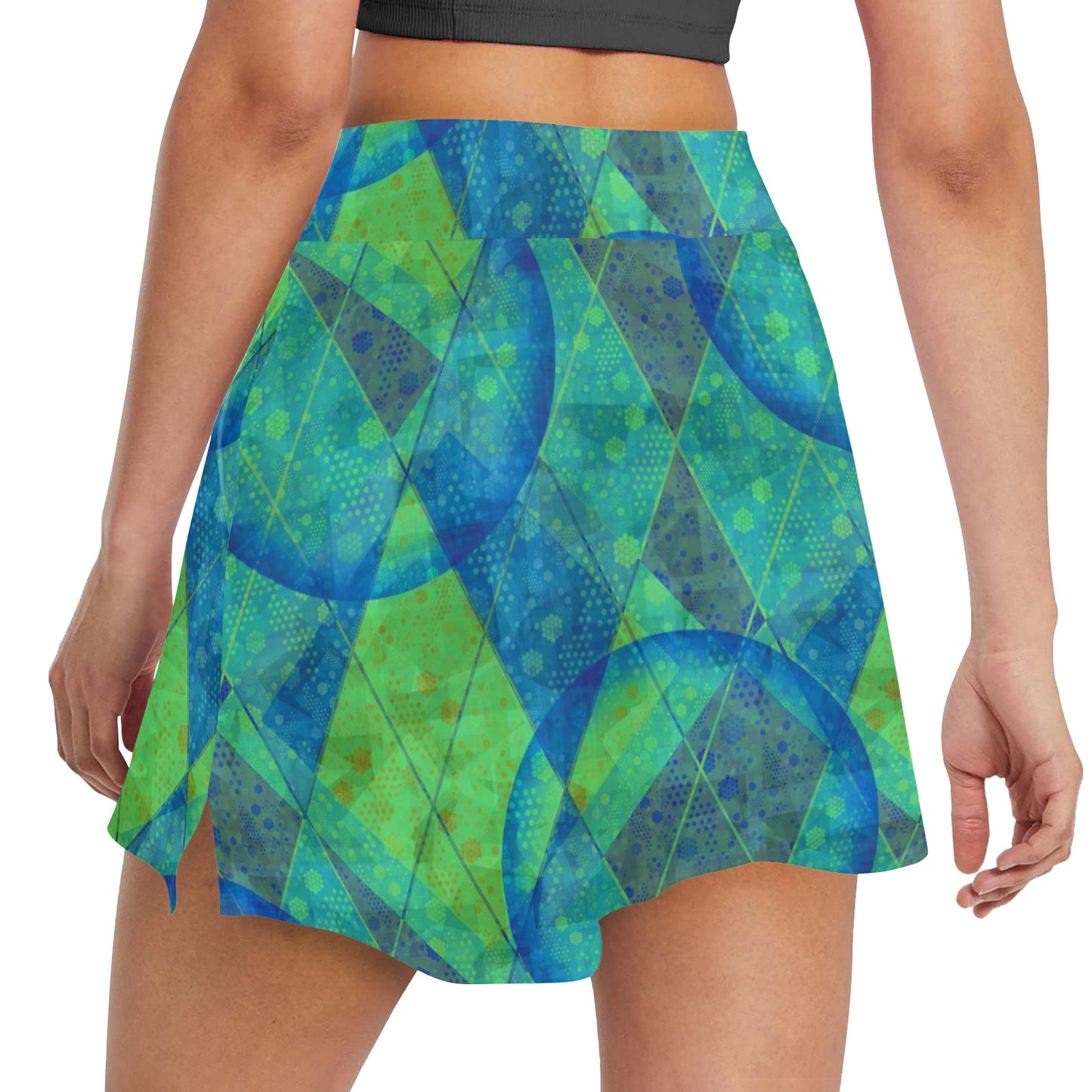 Green Abstract Women's Golf Skrt with Pocket