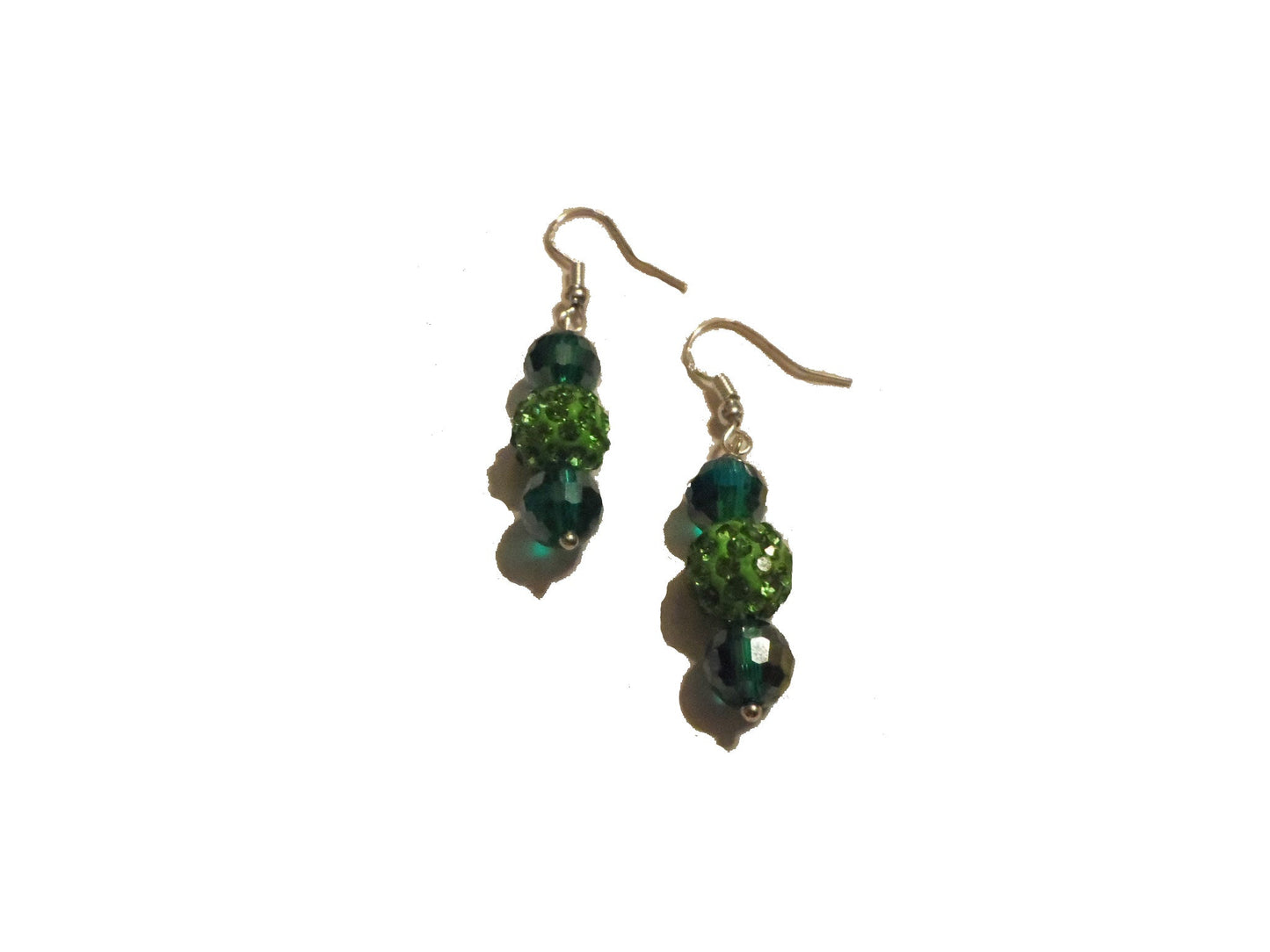 Green Beaded Dangle Earrings- One Of A Kind