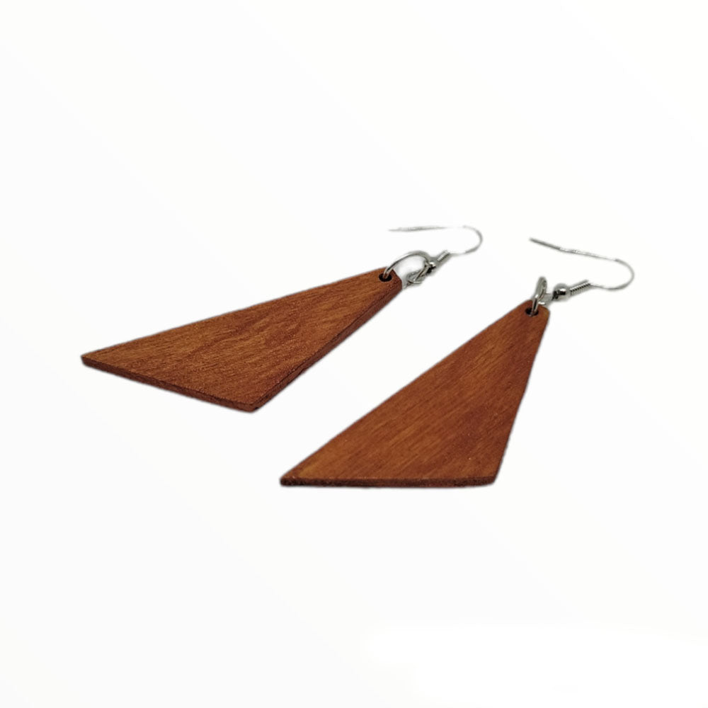 Hand Painted Wooden Triangle Dangle Earrings One Of A Kind